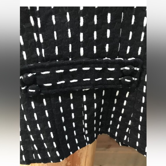 Tulle WOOL Jacket Anthropologie Black White Dotted Line Cropped Coat Business L - Picture 9 of 12